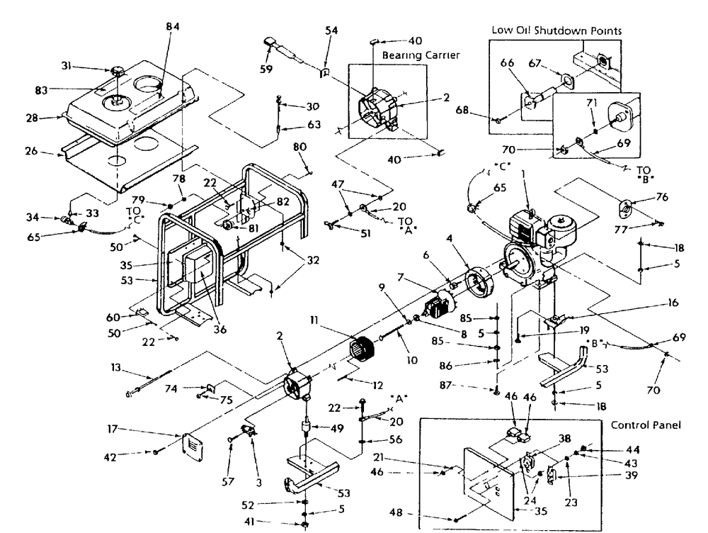 Generator Replacement Parts (10/95) Diagram and Parts List for 9580-1-3W741B  Briggs and Stratton Generator